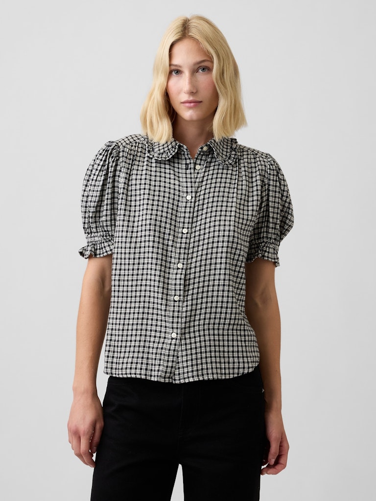 Puff Sleeve Flannel Shirt: $29.99 Puff Sleeve Flannel Shirt: $29.99