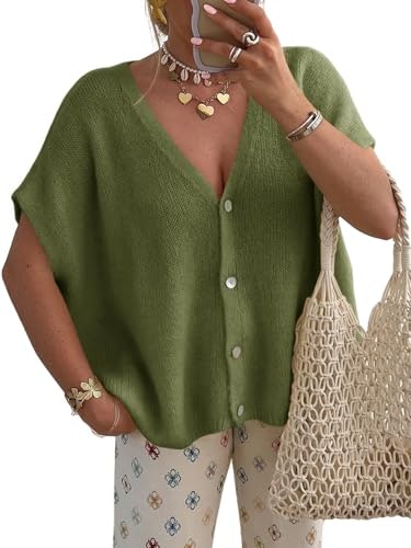 Saodimallsu Women's Short Sleeve Oversized Cardigan: $23.97 Saodimallsu Women's Short Sleeve Oversized Cardigan: $23.97