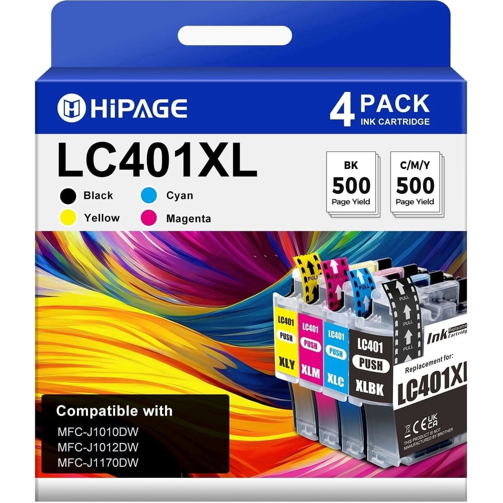 Brother LC401XL Black, Cyan, Magenta, and Yellow Ink Cartridge 4-Pack: $14.42