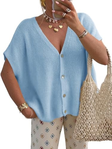 Saodimallsu Women's Short Sleeve Oversized Cardigan: $17.60 Saodimallsu Women's Short Sleeve Oversized Cardigan: $17.60