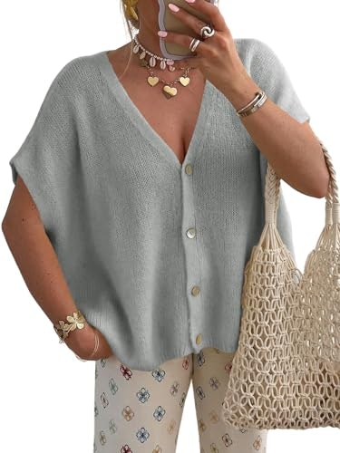 Saodimallsu Women's Short Sleeve Cardigan Sweater: $25.49 Saodimallsu Women's Short Sleeve Cardigan Sweater: $25.49