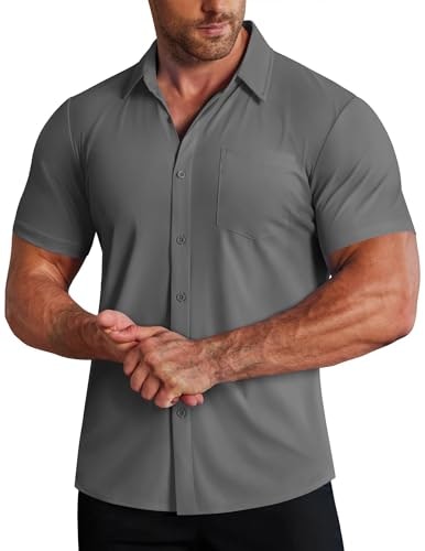 Coofandy Men's Muscle Fit Short Sleeve Dress Shirt: $19.98 Coofandy Men's Muscle Fit Short Sleeve Dress Shirt: $19.98