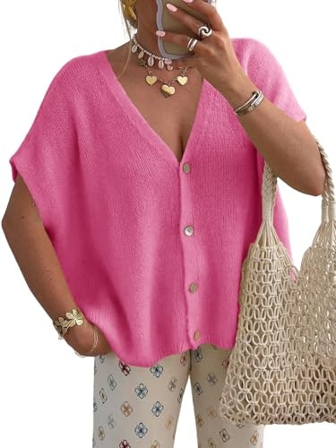 Saodimallsu Women's Short Sleeve Oversized Cardigan: $23.16 Saodimallsu Women's Short Sleeve Oversized Cardigan: $23.16