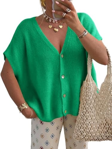 Saodimallsu Women's Short Sleeve Oversized Cardigan: $23.17
