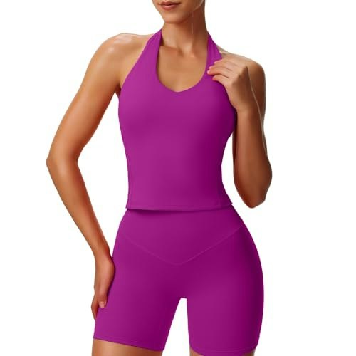 Aoxjox Women's Hailey Halter Workout Tank Top: $19.99 Aoxjox Women's Hailey Halter Workout Tank Top: $19.99
