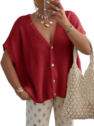 Saodimallsu Women's Short Sleeve Oversized Cardigan: $23.97 Saodimallsu Women's Short Sleeve Oversized Cardigan: $23.97