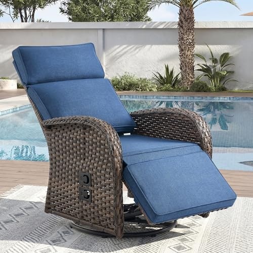Jelwaly Zero Gravity Wicker Outdoor Swivel Recliner: $295.70