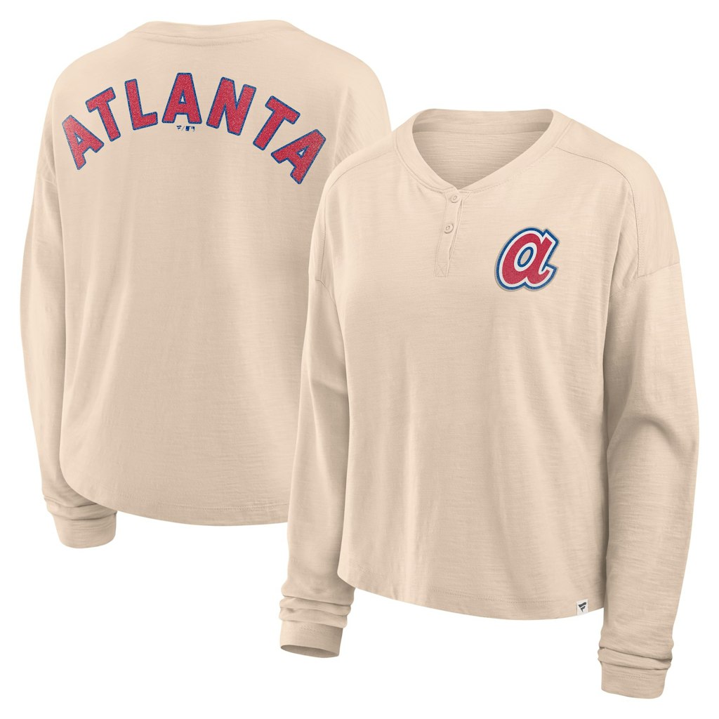 Fanatics Women's Atlanta Braves Oversized Long Sleeve Henley T-Shirt: $44.99