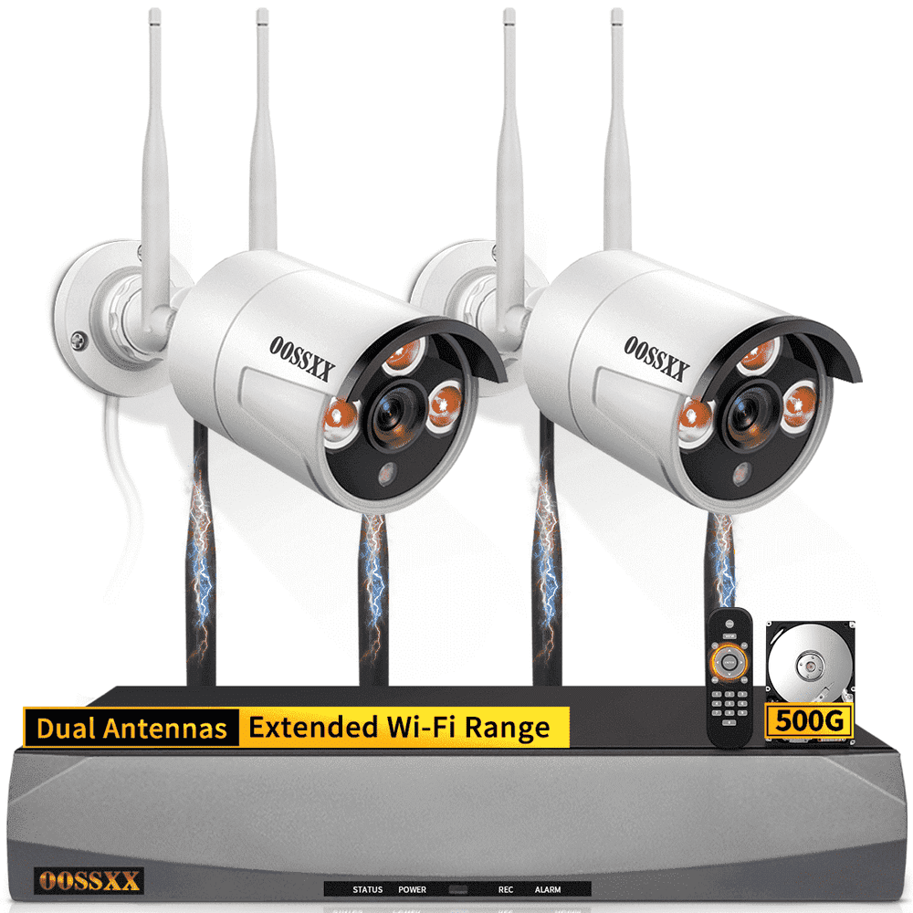 Oossxx 2-Camera Wireless Security System with 500GB Hard Drive: $109.99