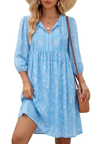 Women's 3/4 Sleeve Flowy Mini Boho Babydoll Dress: $31.10 Women's 3/4 Sleeve Flowy Mini Boho Babydoll Dress: $31.10