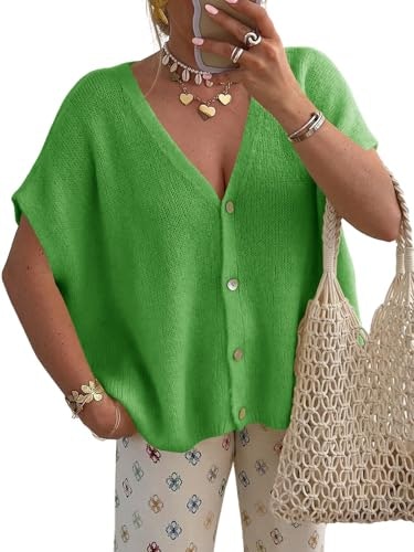 Saodimallsu Women's Short Sleeve Oversized Cardigan: $23.97