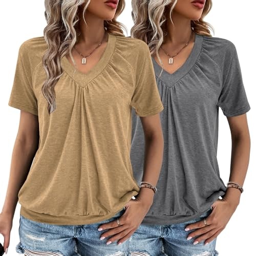 Women's V-Neck Ruched Short-Sleeve Top 2-Pack: $19.53