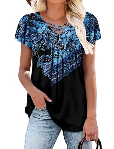 Onlypuff Women's V-Neck Short Sleeve Tunic Top: $14.92