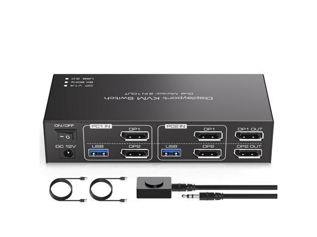 8K Dual Monitor DisplayPort 1.4 USB 3.0 KVM Switch: $123.56