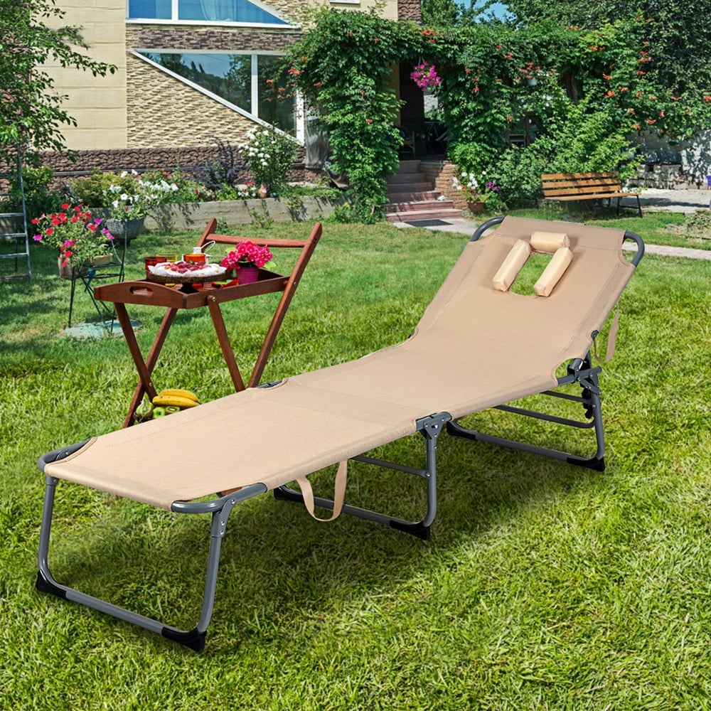 Gymax Adjustable Folding Chaise Lounge Chair: $69.99