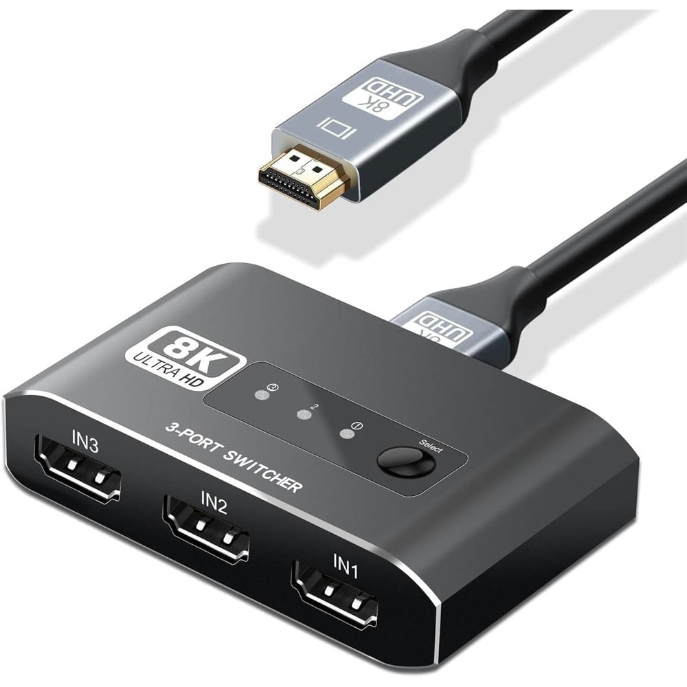Zecamin 3-in-1 8K HDMI 2.1 Switcher: $19.99