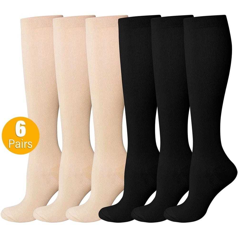 Putuo 20-30 mmHg Compression Socks 6-Pack: $15.28