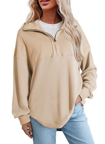 Shewin Women's Waffle Knit Quarter-Zip Sweatshirt: $23.98 Shewin Women's Waffle Knit Quarter-Zip Sweatshirt: $23.98