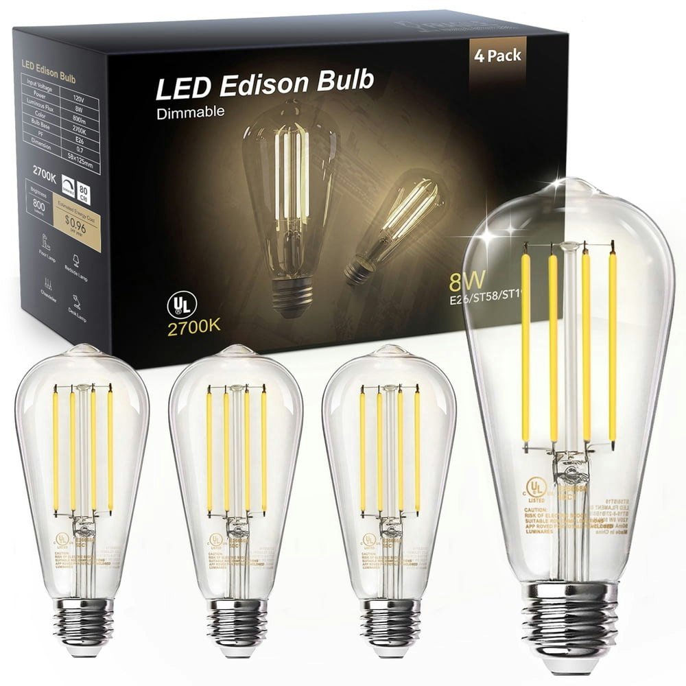 Daybetter ST58 Vintage LED Edison Light Bulbs 4-Pack: $9.99