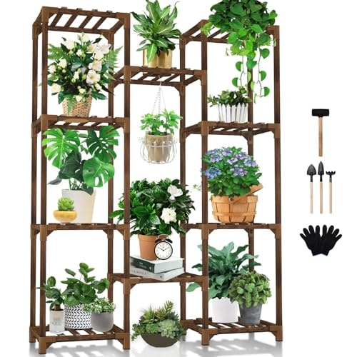 Uneedem 10-Tiered Wooden Plant Stand: $21.82 Uneedem 10-Tiered Wooden Plant Stand: $21.82