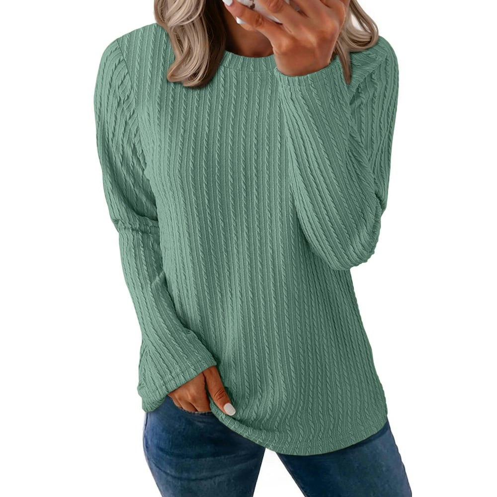 Fantaslook Women's Crew Neck Long Sleeve Textured Shirt: $12.99