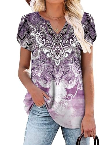 Onlypuff Women's Short Sleeve Flowy Babydoll Tunic Top: $14.23