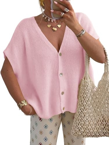 Saodimallsu Women's Short Sleeve Cardigan Sweater: $25.49 Saodimallsu Women's Short Sleeve Cardigan Sweater: $25.49