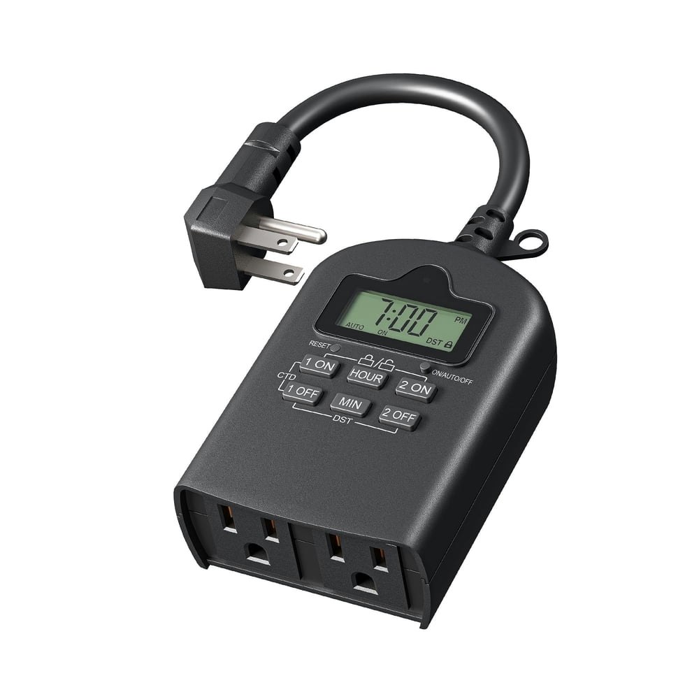 Dewenwils 15A Outdoor Digital Dusk to Dawn Timer with 2 Outlets: $13.99