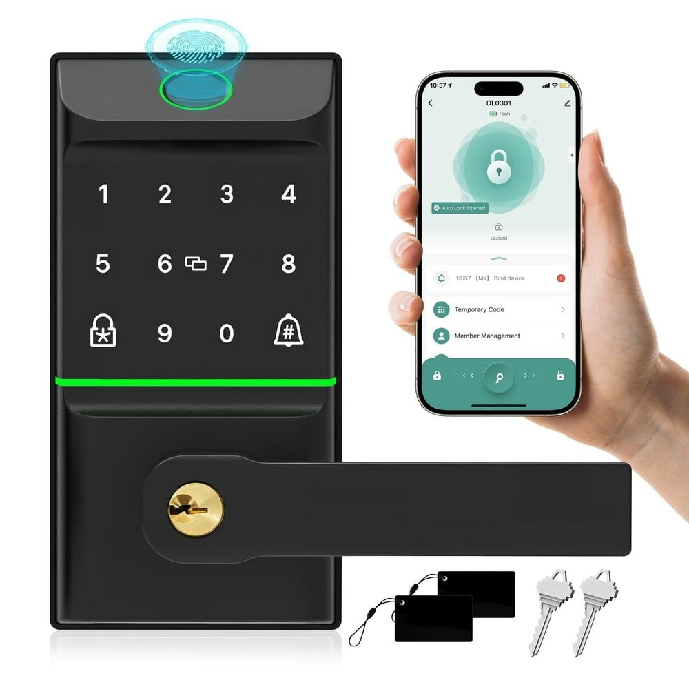 Mutak Fingerprint Keypad Door Lock with Handle: $39.99