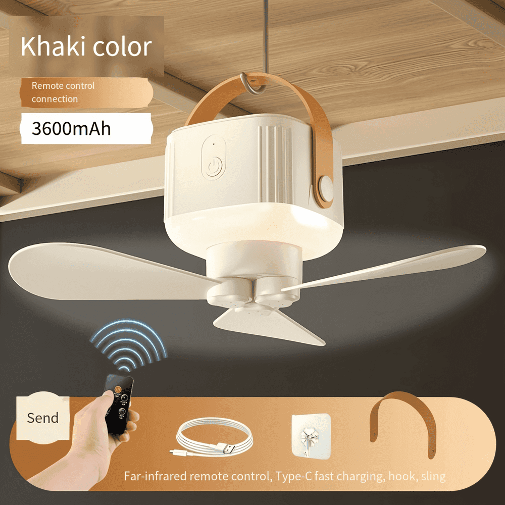 Portable Rechargeable Camping Tower Fan with LED Lantern: $15.19
