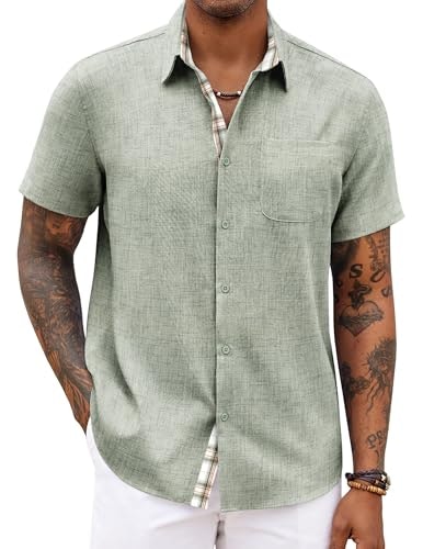 Coofandy Men's Short Sleeve Button Down Casual Shirt: $22.94