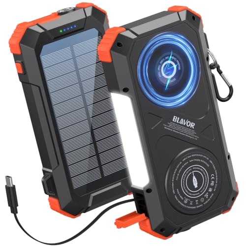 Blavor 20,000mAh Solar Power Bank with Retractable Cable: $37.98