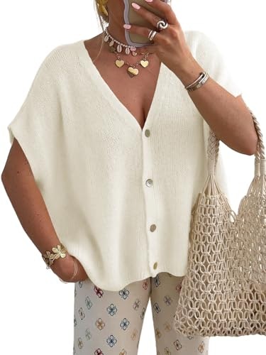 Saodimallsu Women's Short Sleeve Oversized Cardigan Sweater: $23.96 Saodimallsu Women's Short Sleeve Oversized Cardigan Sweater: $23.96