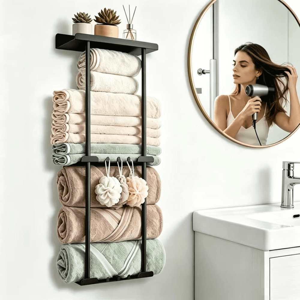 Qiyfddf 3-Tier Wall-Mounted Towel Rack: $20.66 Qiyfddf 3-Tier Wall-Mounted Towel Rack: $20.66