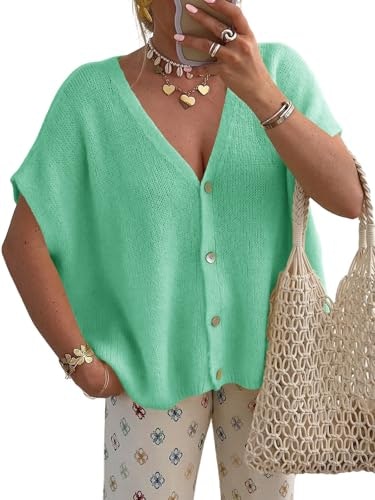 Saodimallsu Women's Short Sleeve Oversized Cardigan: $22.27 Saodimallsu Women's Short Sleeve Oversized Cardigan: $22.27