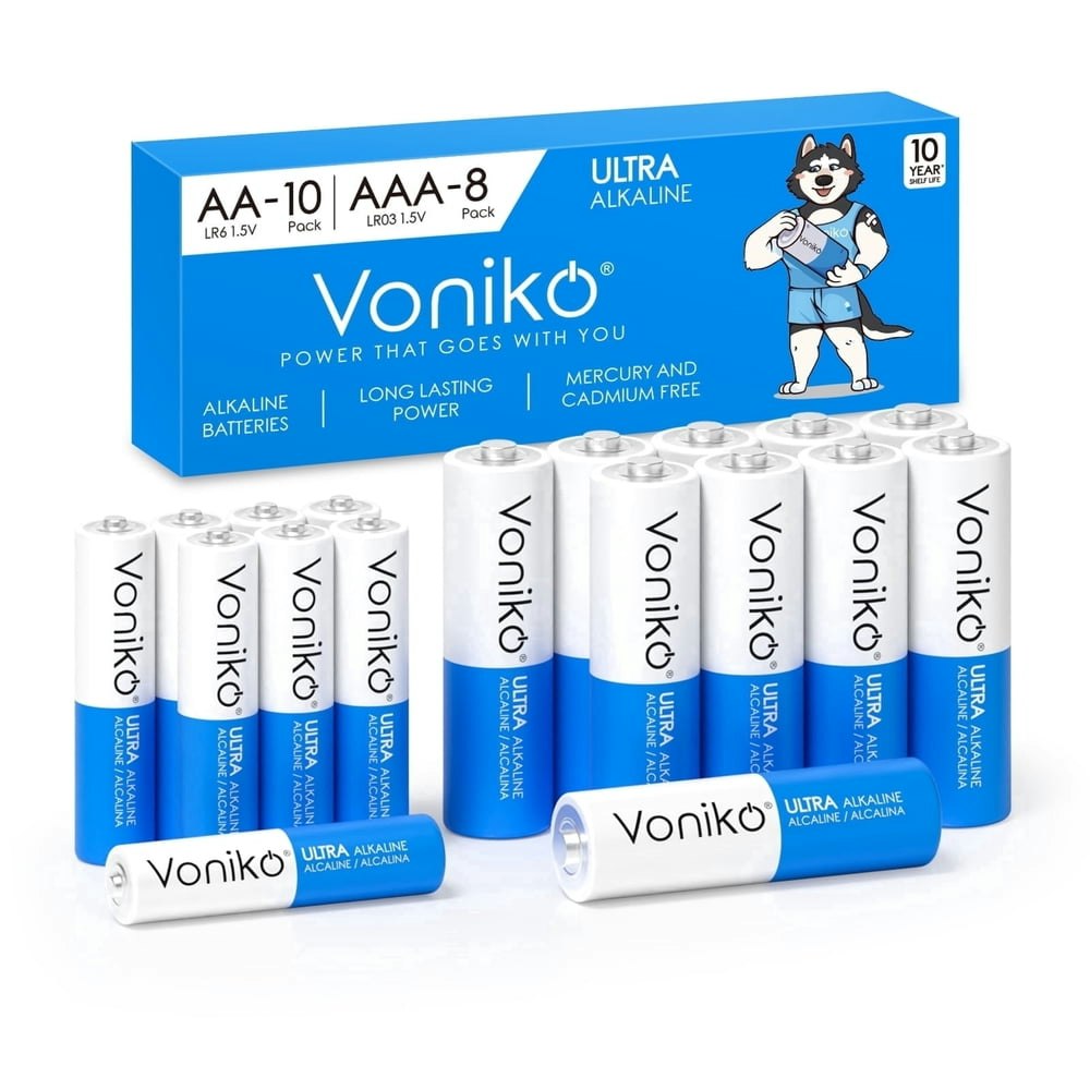 Voniko AA and AAA Alkaline Battery 18-Pack: $10.16 Voniko AA and AAA Alkaline Battery 18-Pack: $10.16