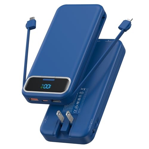 Nusyddy 12,000mAh Portable Charger with Built-in Wall Plug: $24.98