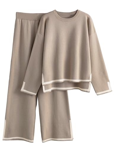 Tanming Women's 2-Piece Knit Sweater and Wide-Leg Pants Lounge Set: $42.48
