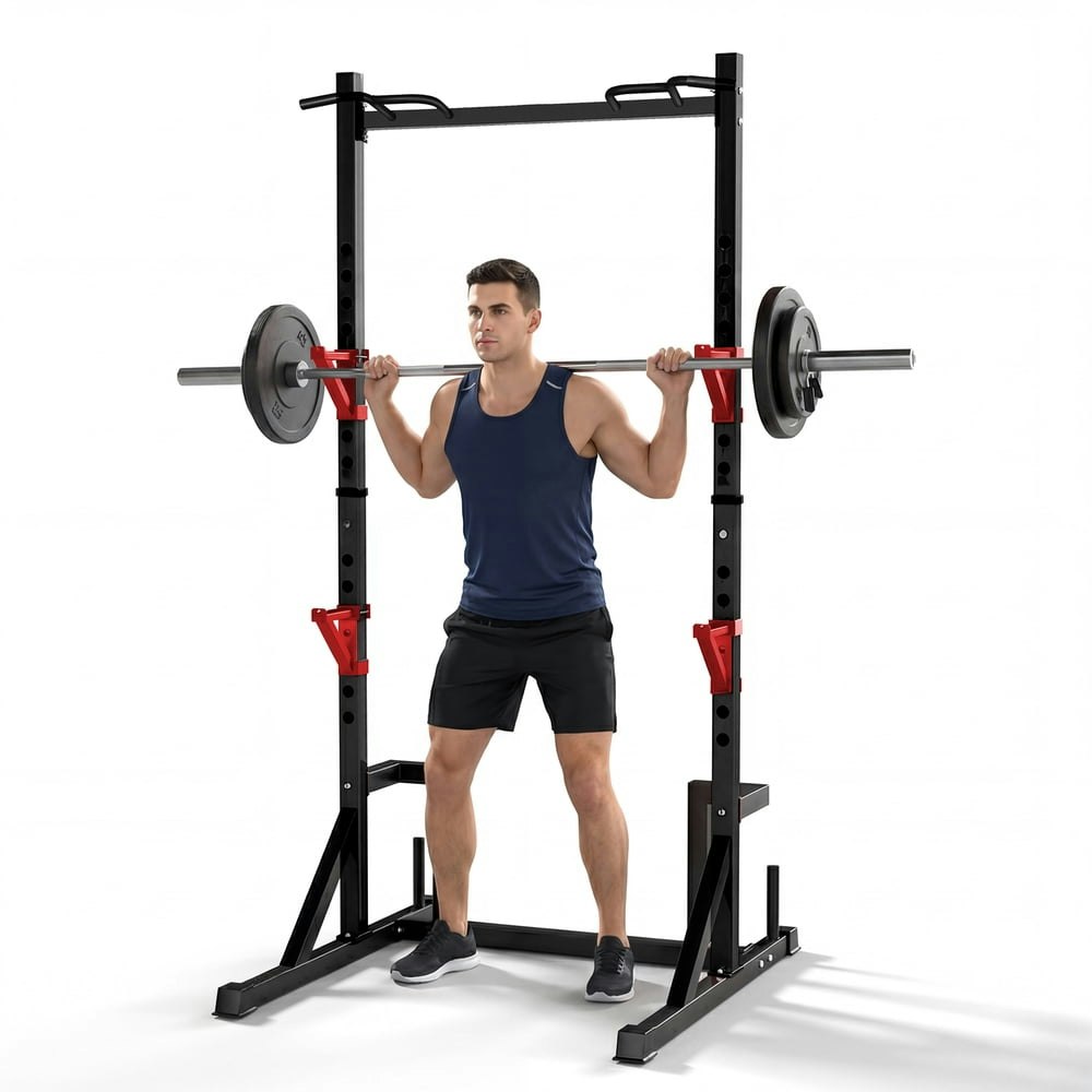 Primy 800lb Capacity Adjustable Power Rack with Pull-Up Bar: $129.99