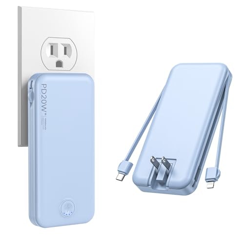 Nusyddy 10,000mAh Portable Charger with Built-in Wall Plug: $23.97