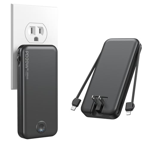 Nusyddy 10,000mAh Portable Charger with Built-in Wall Plug: $24.97