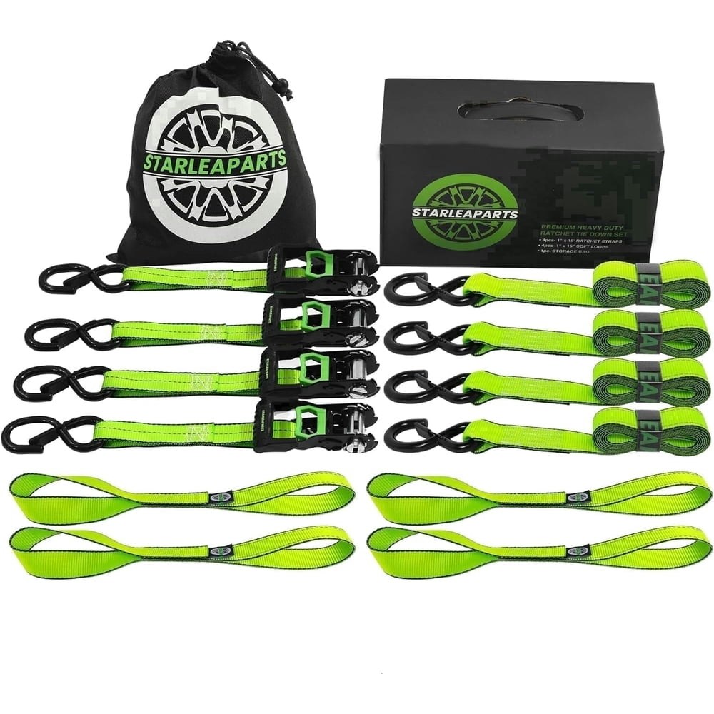 Starleaparts 15-Foot Automatic Ratchet Tie-Down Straps 4-Pack: $28.90 Starleaparts 15-Foot Automatic Ratchet Tie-Down Straps 4-Pack: $28.90