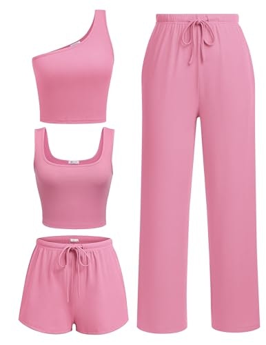 Ekouaer Women's 4-Piece Casual Lounge Set: $31.99 Ekouaer Women's 4-Piece Casual Lounge Set: $31.99