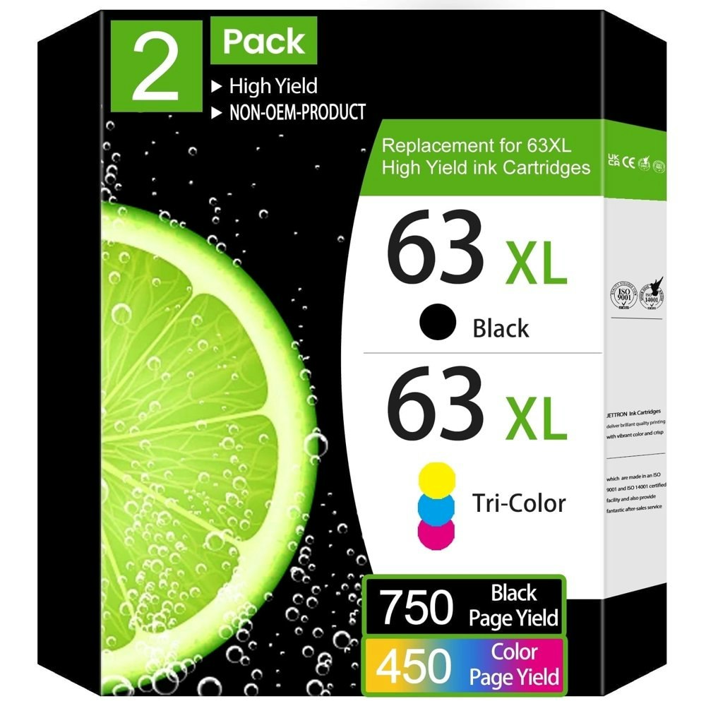 63XL Black and Tri-Color Ink Cartridges 2-Pack: $26.88