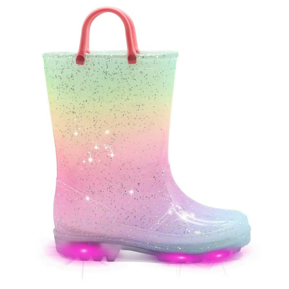 Euxterpa Toddler Girls' Light Up Glitter Waterproof Rain Boots: $22.99 Euxterpa Toddler Girls' Light Up Glitter Waterproof Rain Boots: $22.99