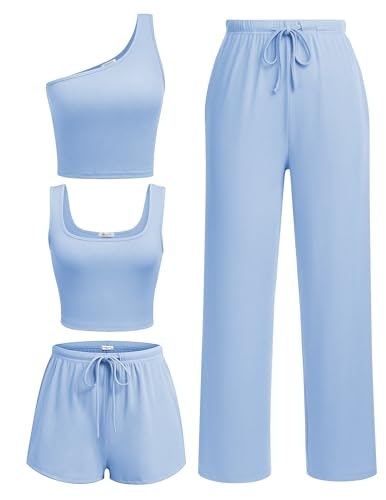 Ekouaer Women's 4-Piece Casual Lounge Set: $33.99 Ekouaer Women's 4-Piece Casual Lounge Set: $33.99