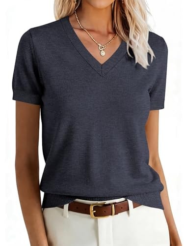 Anrabess Women's Short Sleeve Wool Blend Sweater Top: $19.94