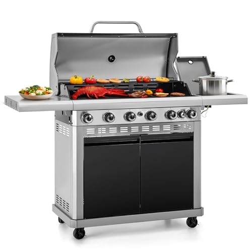 Captiva Designs 6-Burner Propane Gas Grill with Side Burner: $636.49