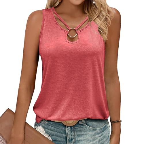 Gihgoew Women's Cut Out Ring Keyhole Tank Top: $11.04 Gihgoew Women's Cut Out Ring Keyhole Tank Top: $11.04