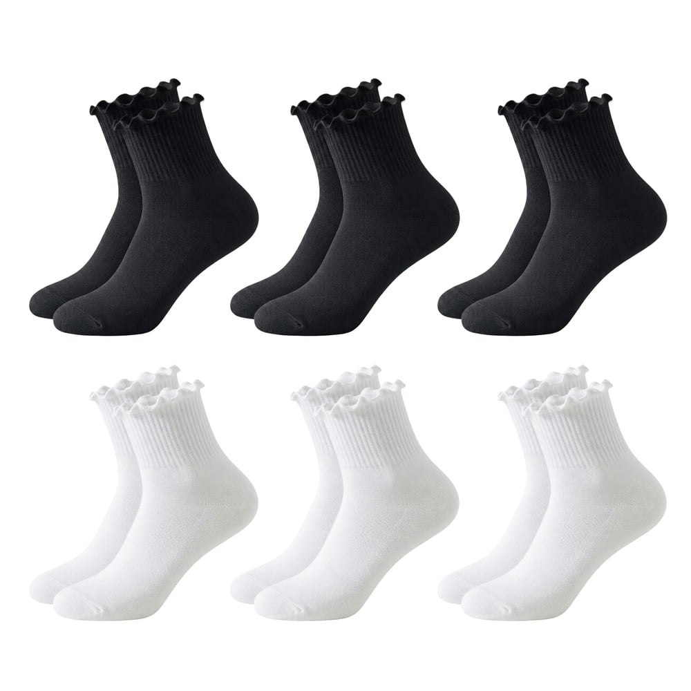 LDU Women's Ruffle Cotton Crew Socks 6-Pack: $10.99 LDU Women's Ruffle Cotton Crew Socks 6-Pack: $10.99